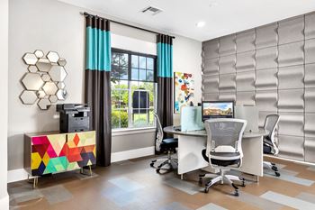 Business center with mac, pcs and wireless printing
